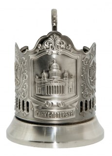 Подстаканник Кольчугино "Исаакиеевский собор" никель с чернением 