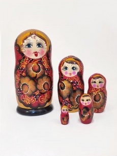 Матрешка Цветочная 5мест 16см