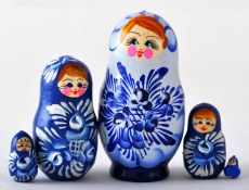 Матрешка Гжельская 5 мест 10см
