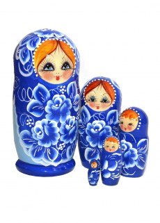 Матрешка Гжельская 5 мест 17,5см