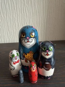 Матрешка Кот Микс 5мест 15см