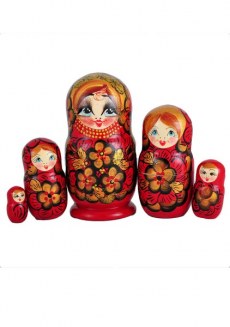 Матрешка Красная горка 5 мест красная паталь 18,5см