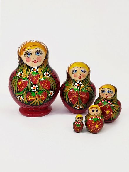 Матрешка Ягодка-Малинка 5 мест 8см